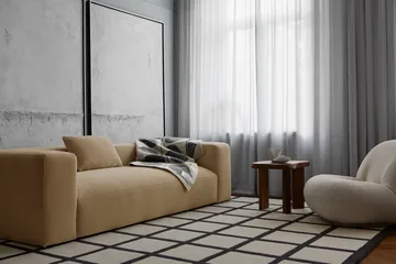 Avenue Checked Bone wool carpet - White. 180x270 cm - Layered