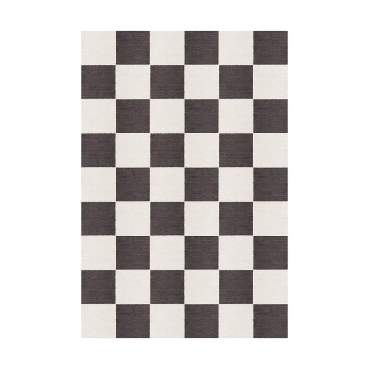 Chess wool rug - Black and white, 140x200 cm - Layered