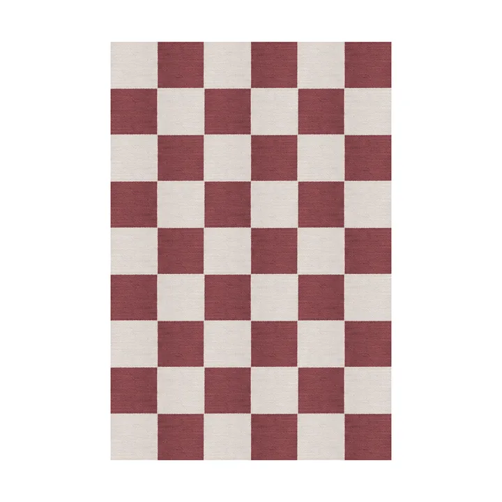Chess wool rug - Burgundy, 140x200 cm - Layered