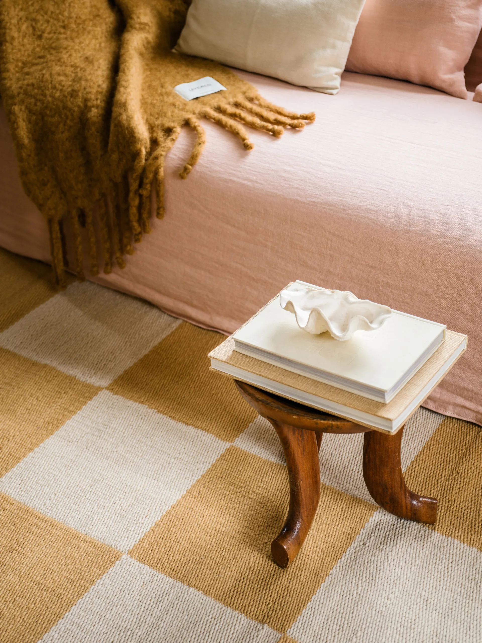 Chess wool rug, Harvest yellow, 200x300 cm Layered