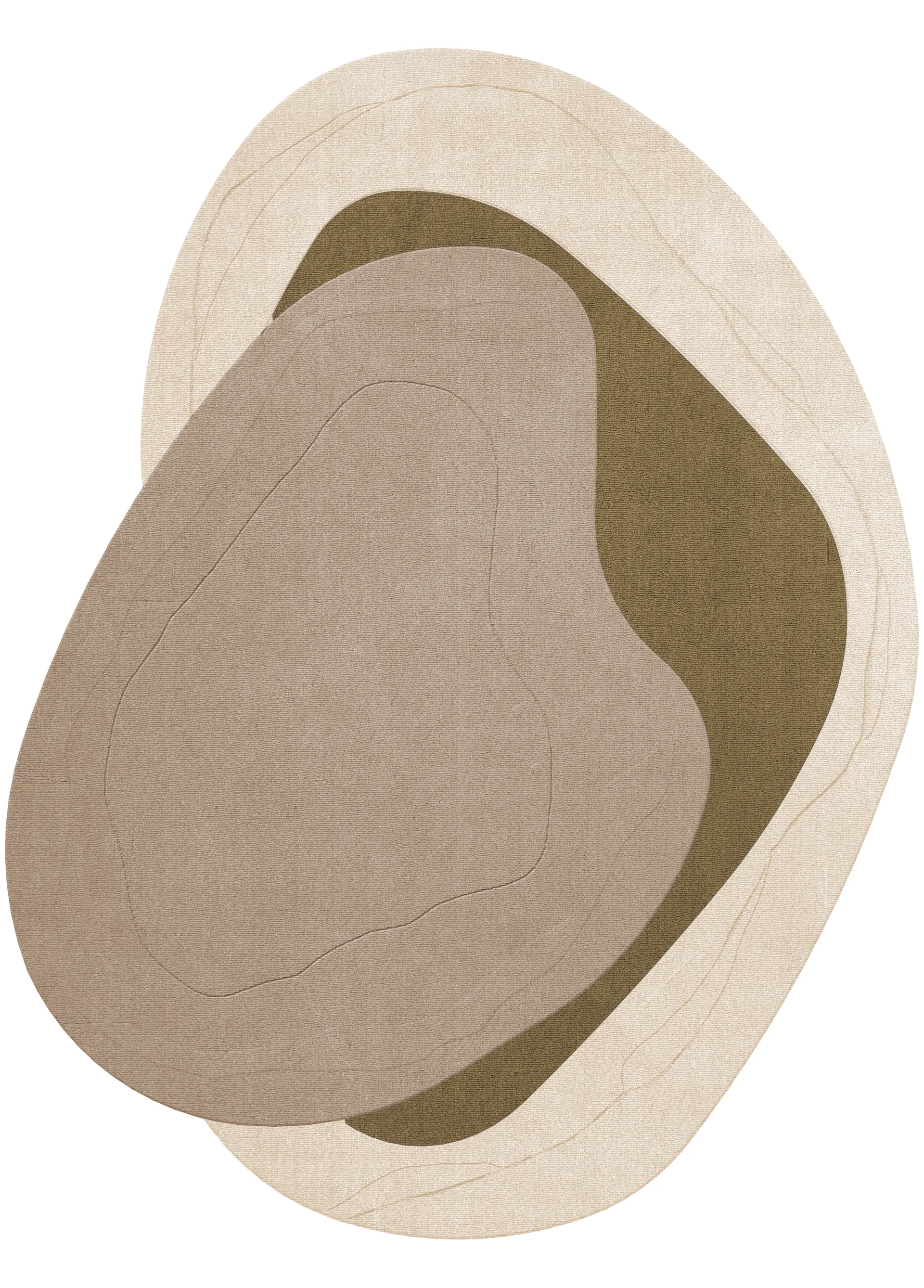 Erik Bratsberg Lozza wool rug, Olive, 300x400 cm Layered
