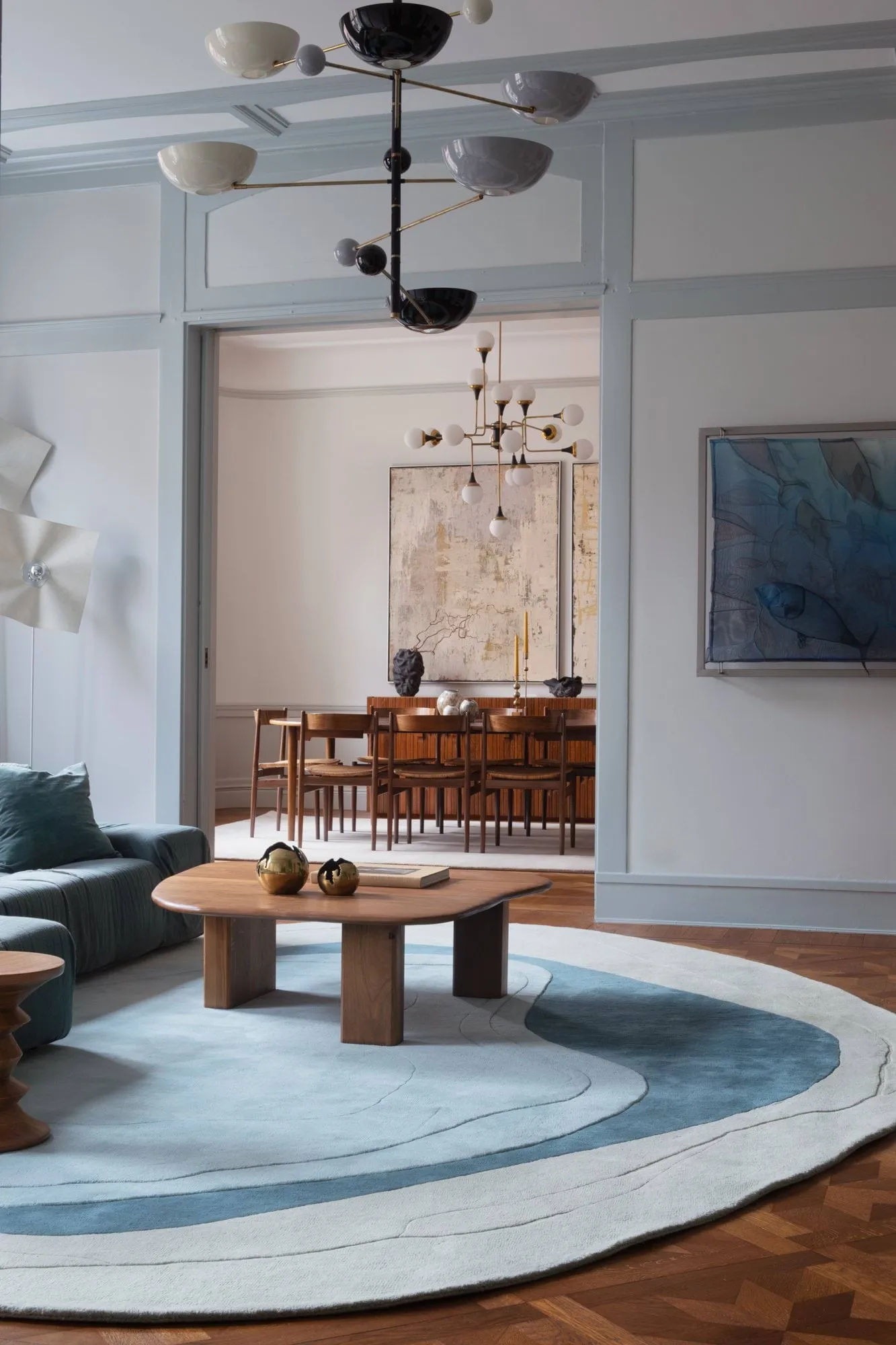 Erik Bratsberg Lozza wool rug, Teal, 300x400 cm Layered