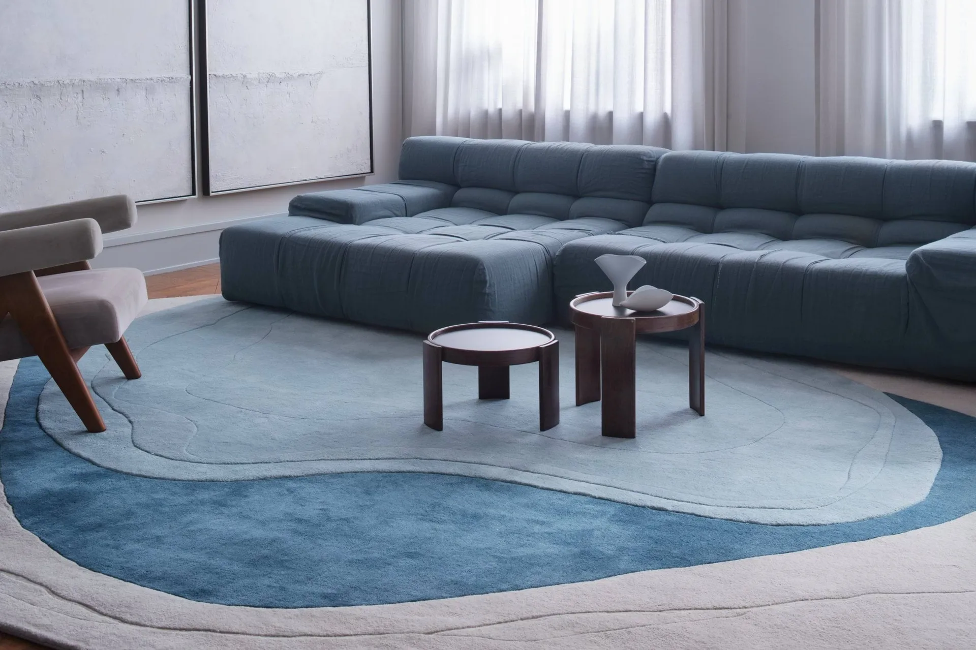 Erik Bratsberg Lozza wool rug, Teal, 300x400 cm Layered