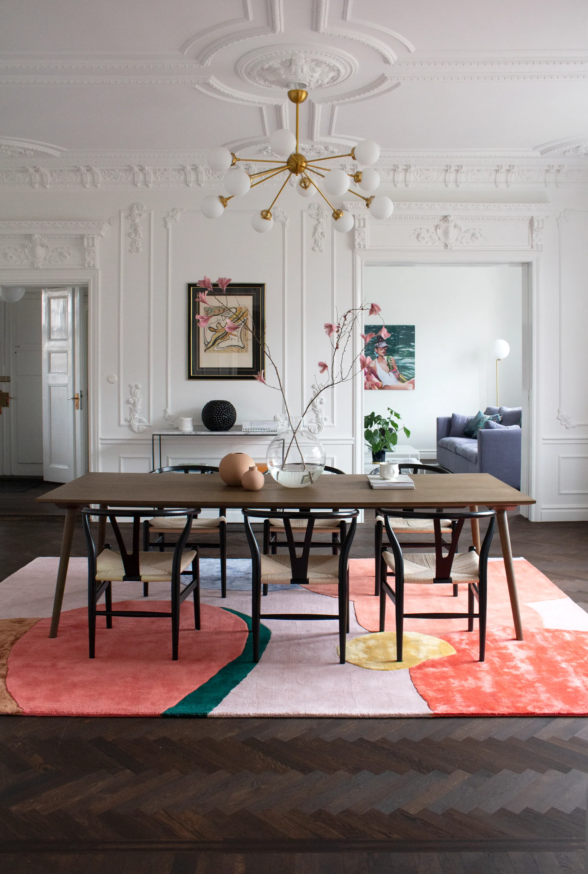 Flower Field wool carpet 250x350 cm, Pink Layered