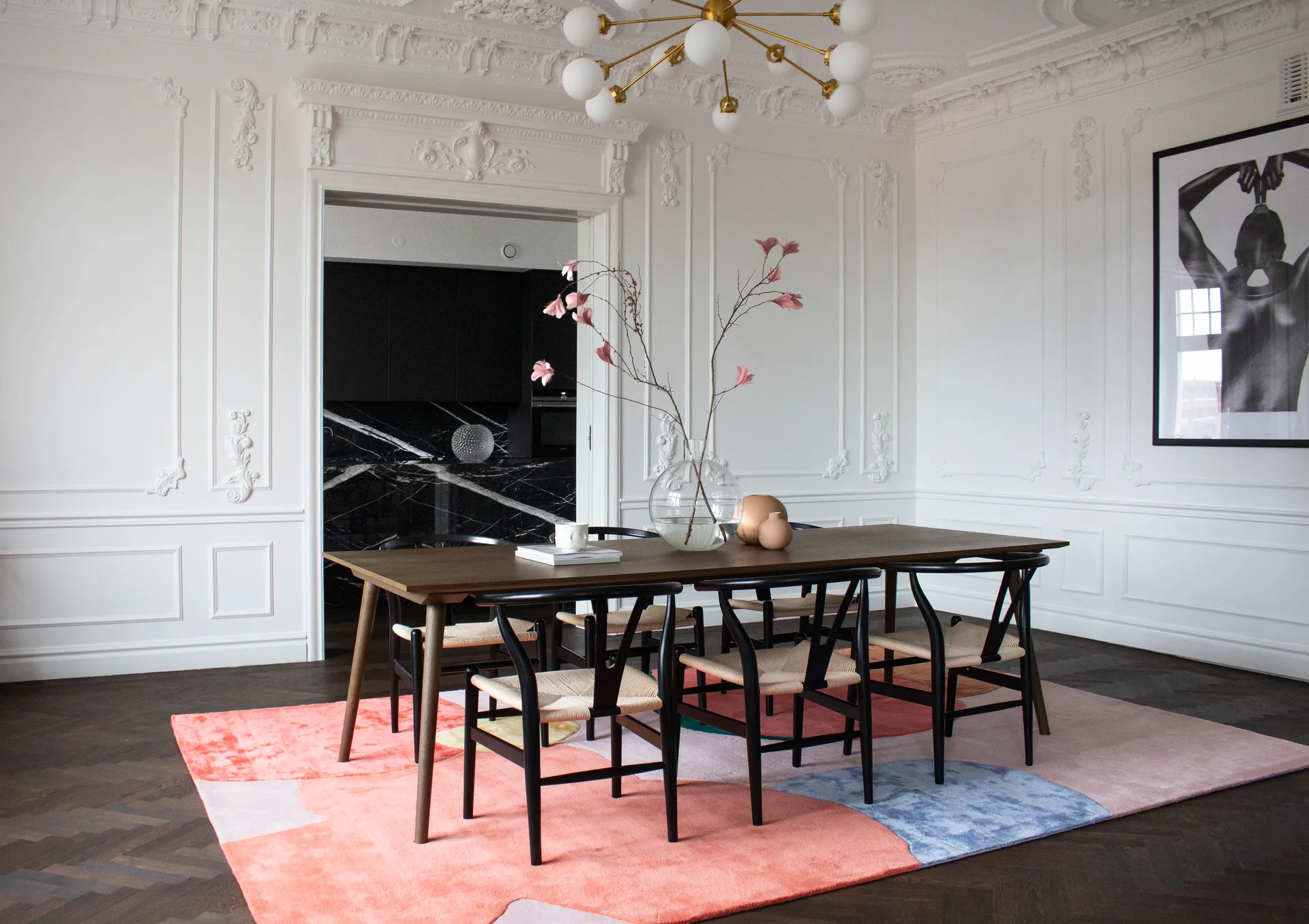 Flower Field wool carpet 250x350 cm, Pink Layered