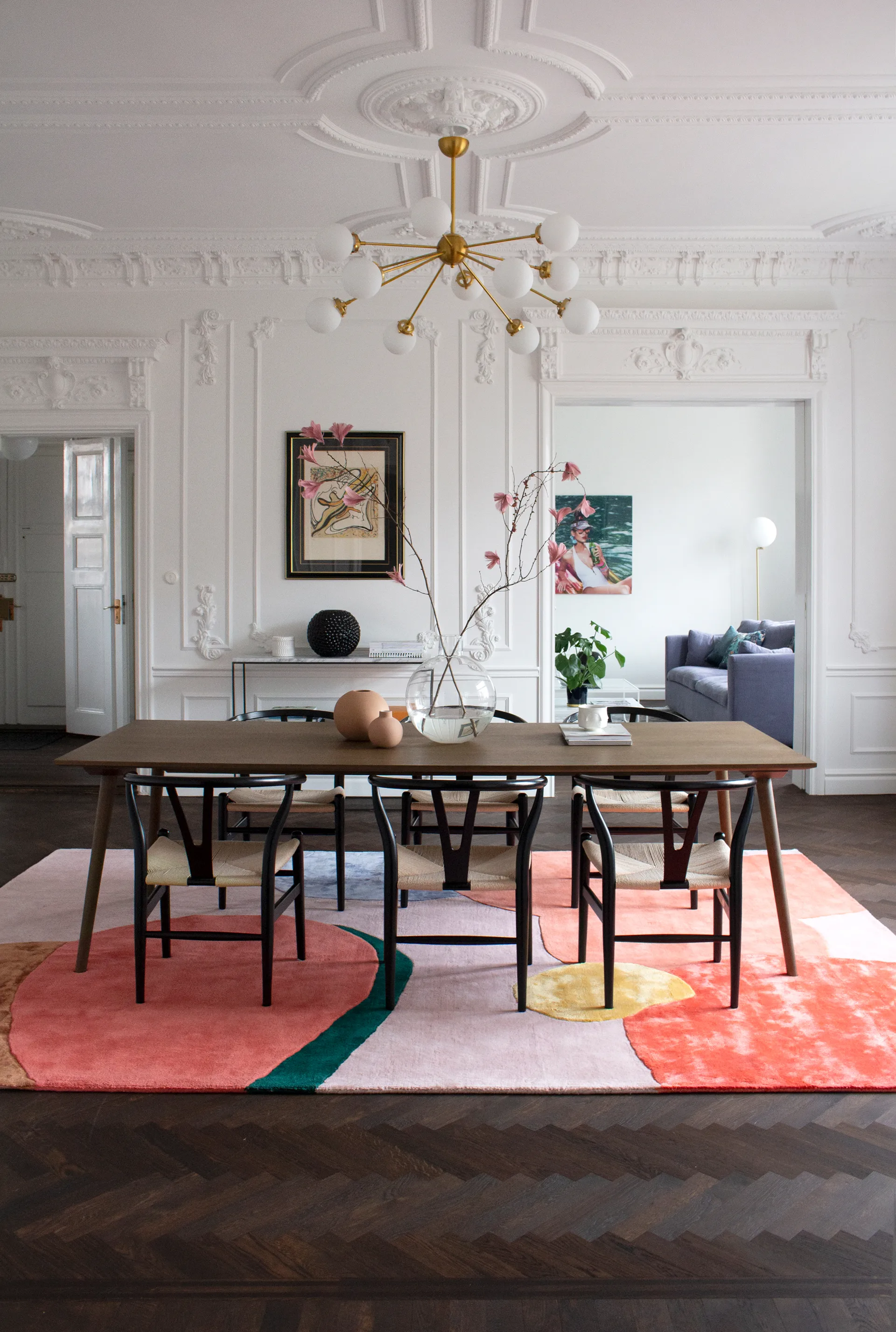 Flower Field wool rug 200x300 cm, Pink Layered