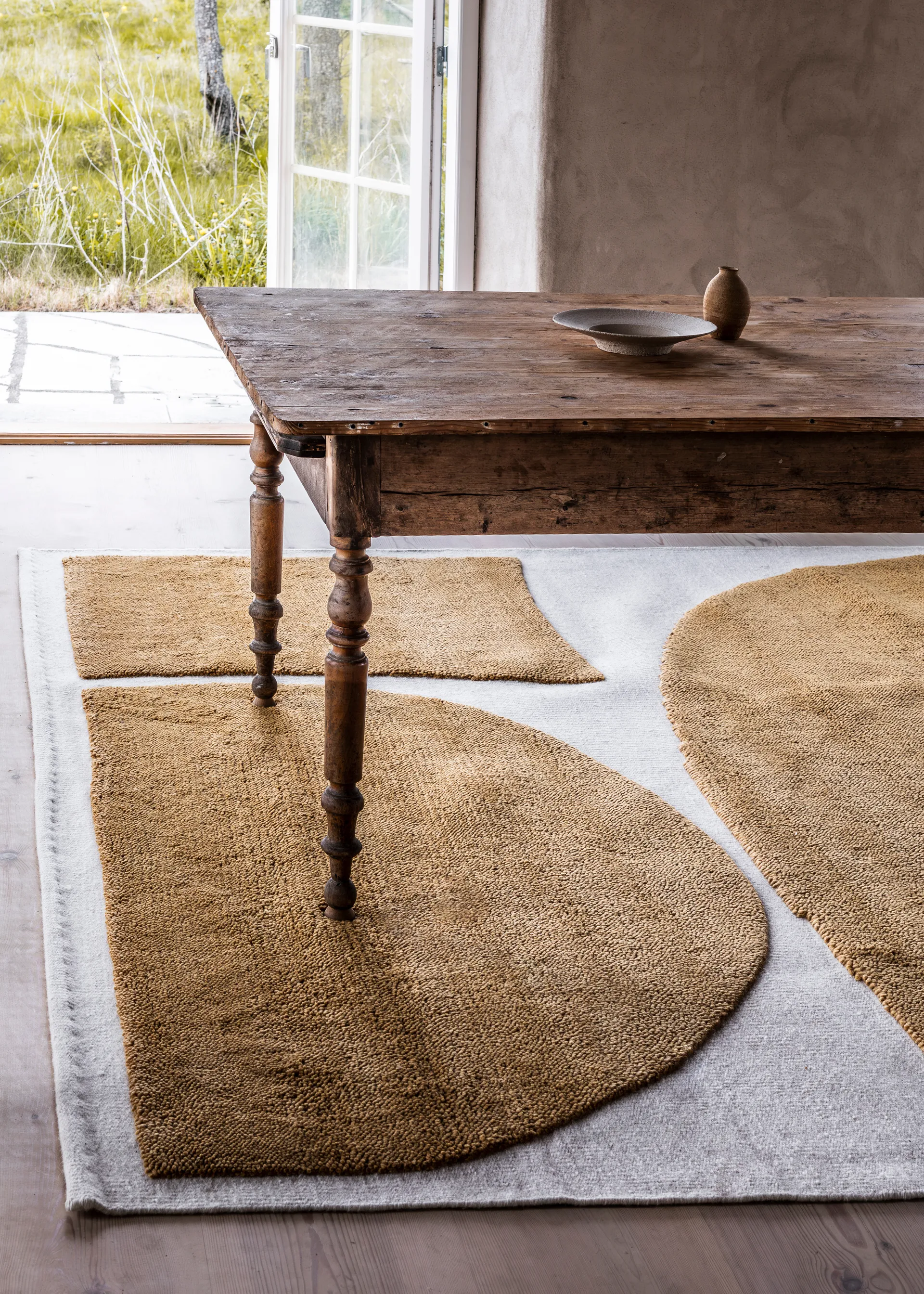 Gotland Rauk wool rug, Sunflower yellow 180x270 cm Layered