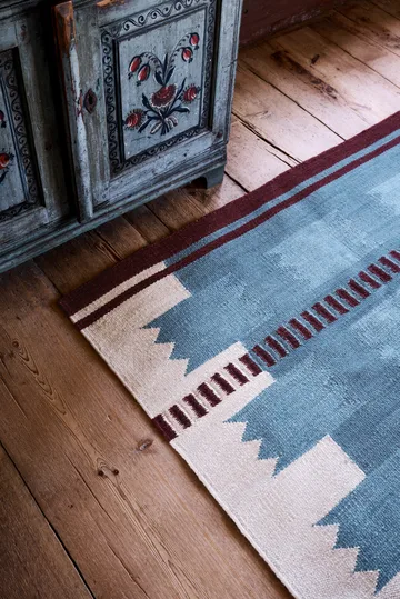 Röllakan Iris wool carpet - Petrol, 180x270 cm - Layered