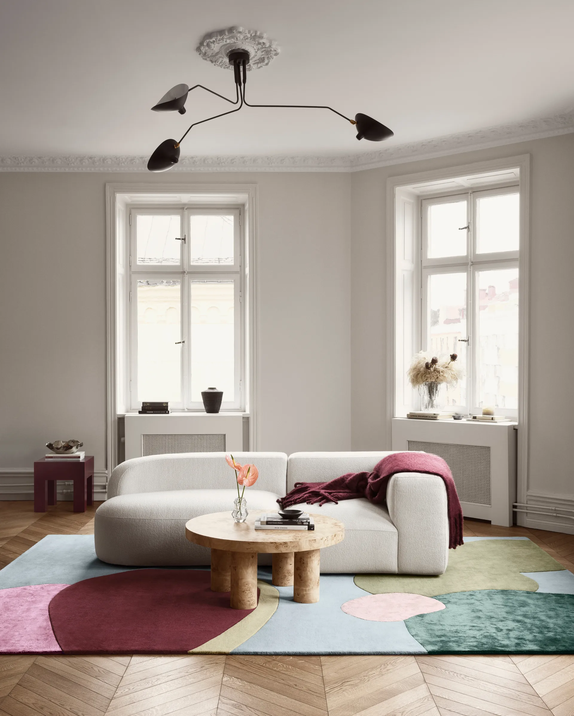 Sleeping Flower wool carpet, 250x350 cm Layered