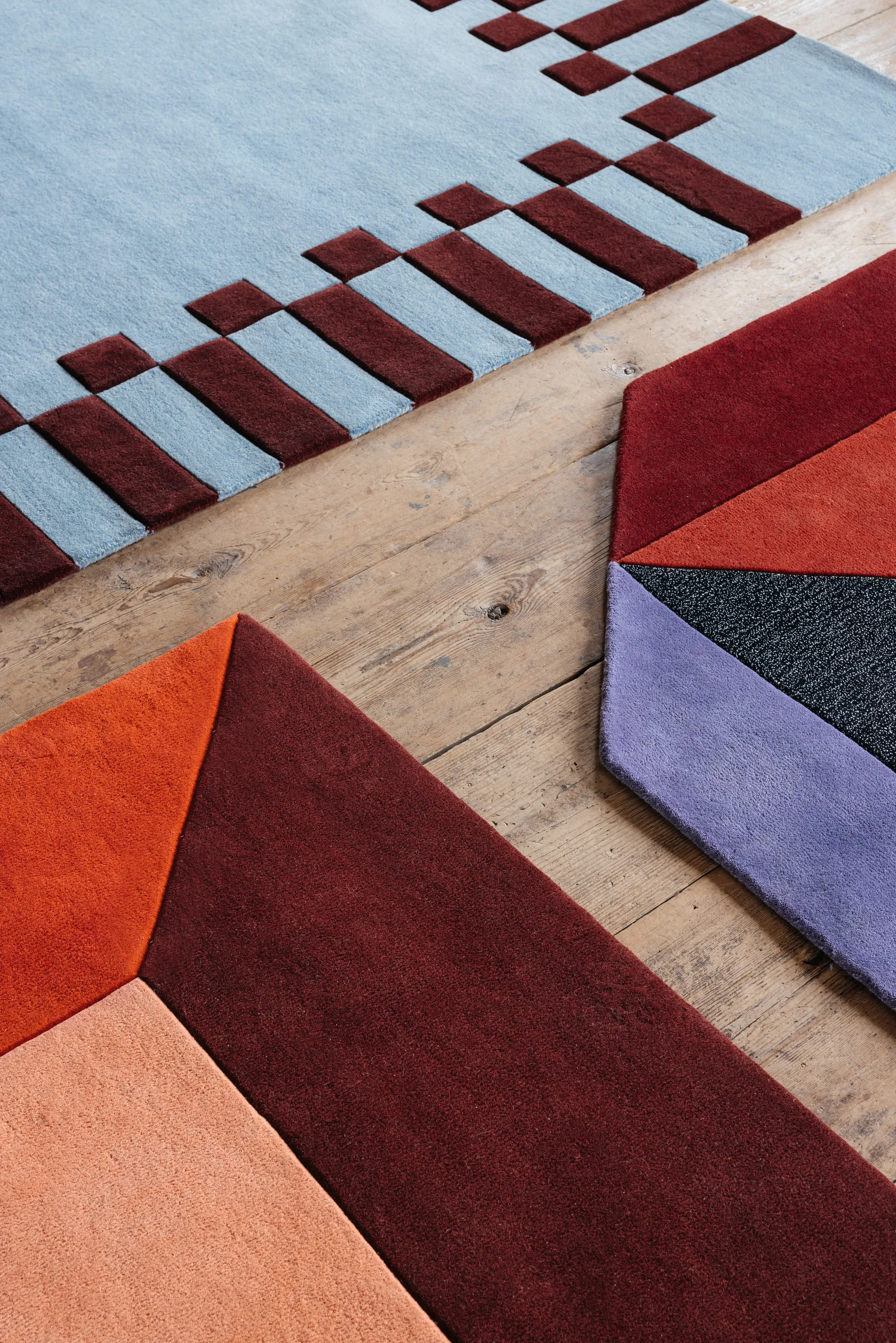 Teklan box wool rug, Corals, 250x350 cm Layered