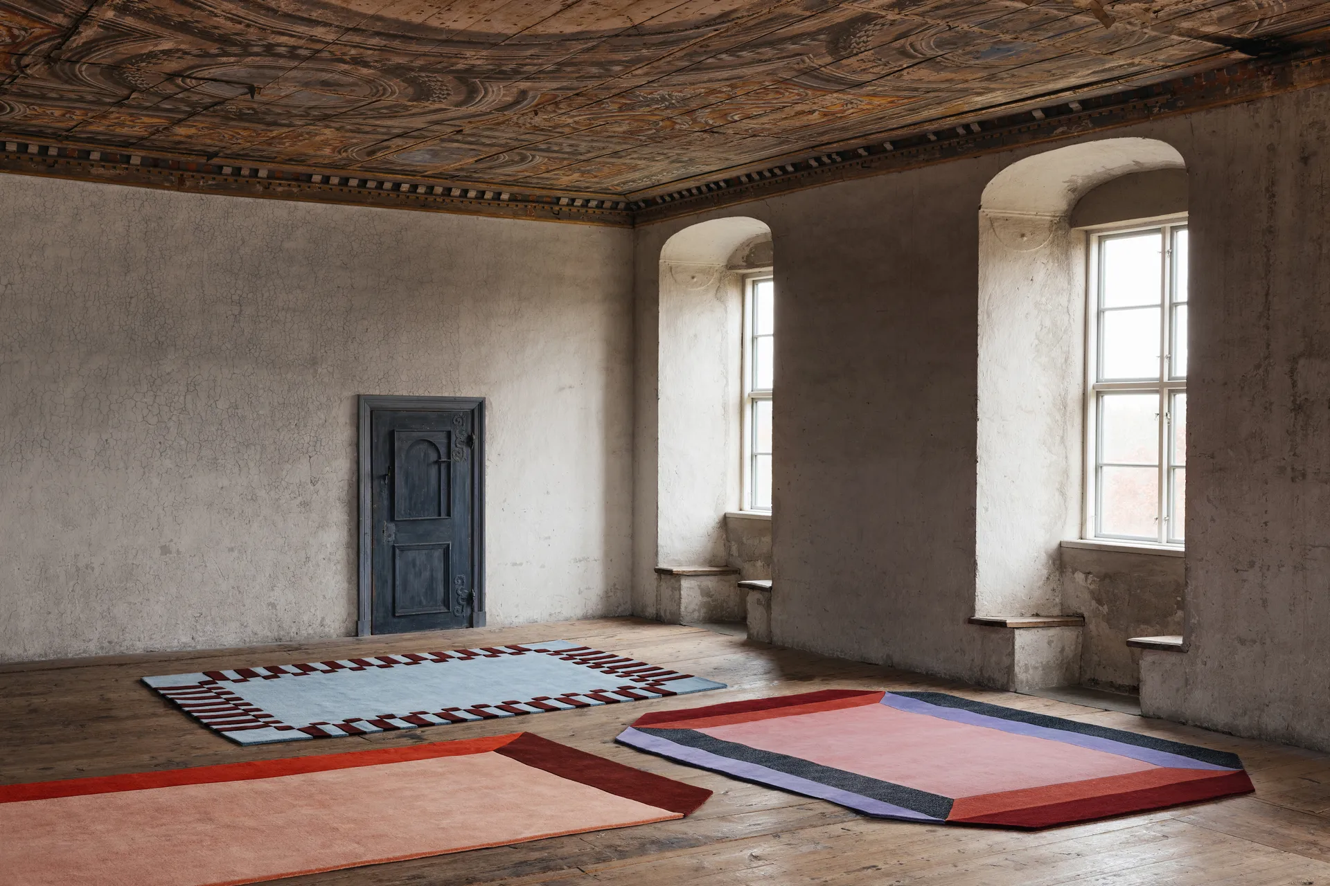 Teklan box wool rug, Corals, 250x350 cm Layered