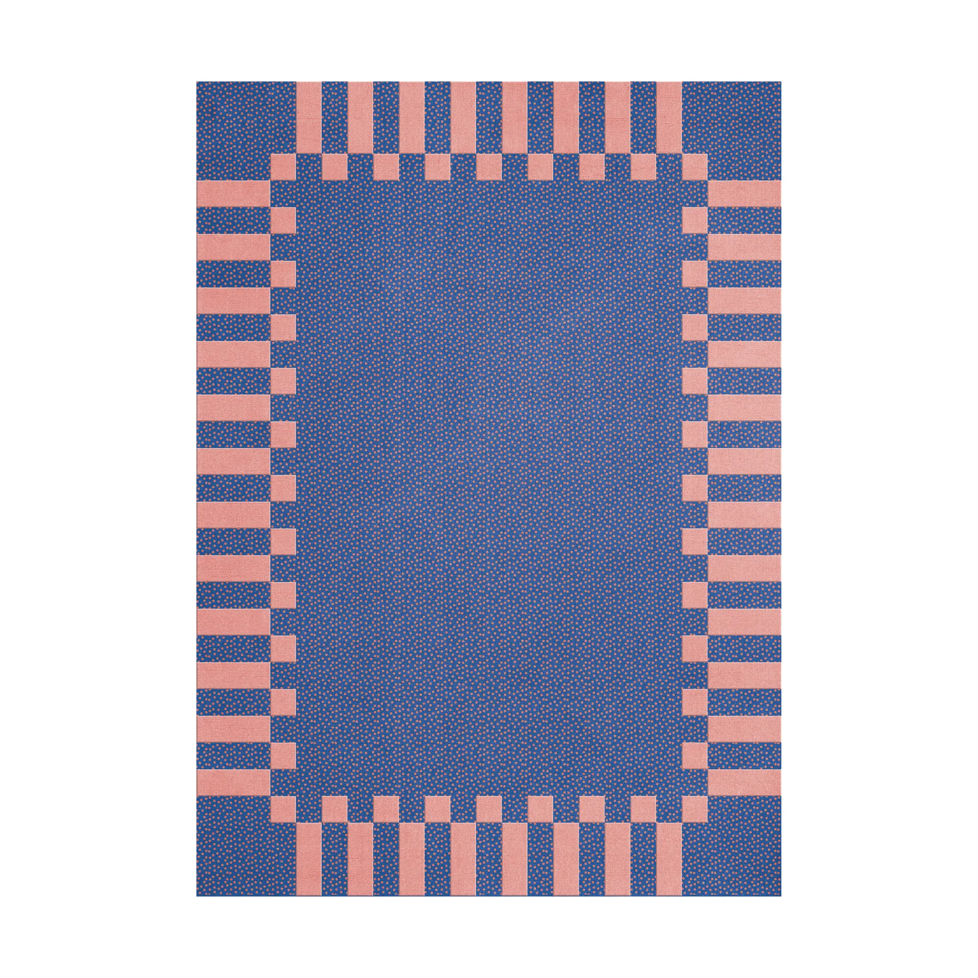 Teklan frame wool rug, Cobalt salmon, 300x400 cm Layered