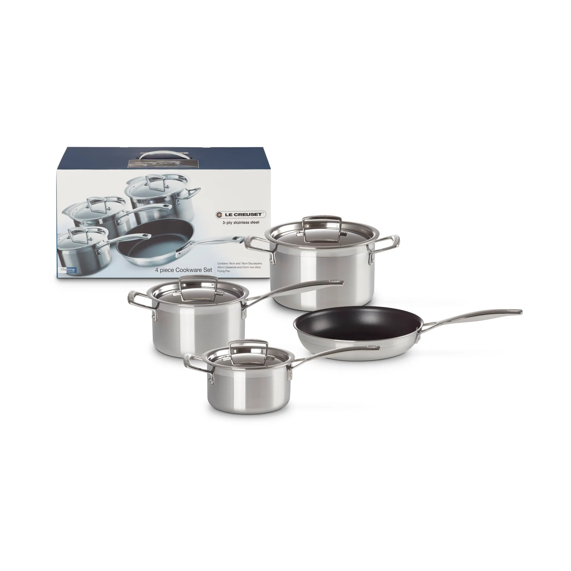 Le Creuset pot and frying pan set, Stainless steel, 4 pieces Le Creuset