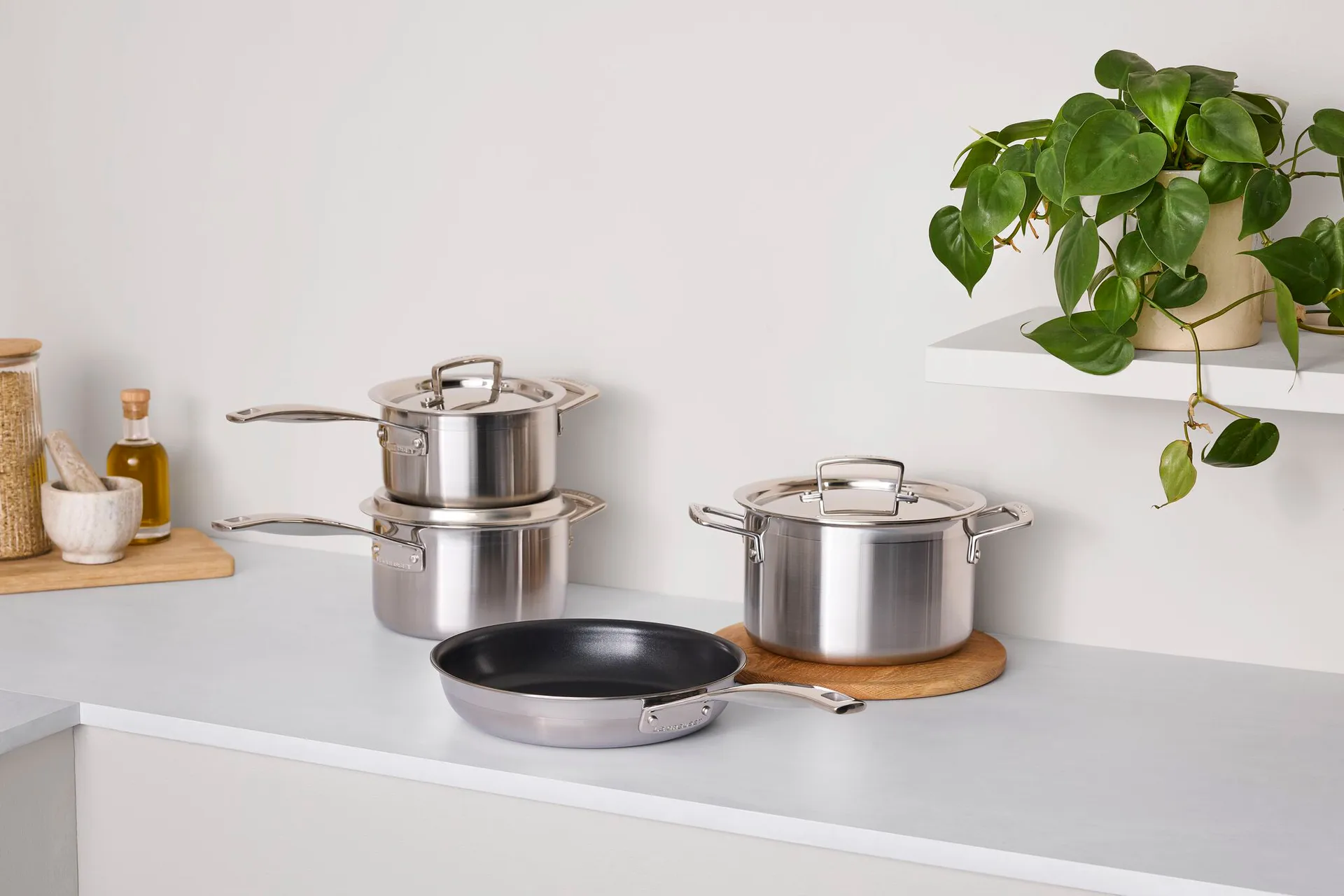 Le Creuset pot and frying pan set, Stainless steel, 4 pieces Le Creuset
