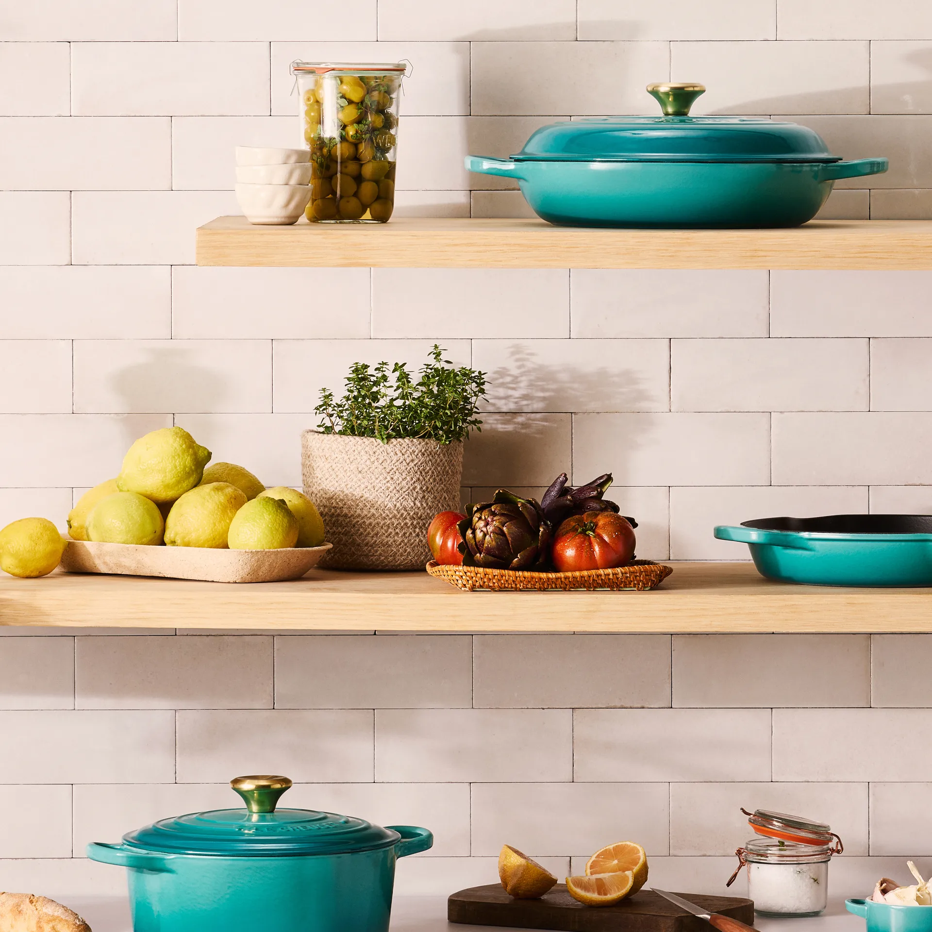 Oval holder for serving spoon, Bleu Riviera Le Creuset