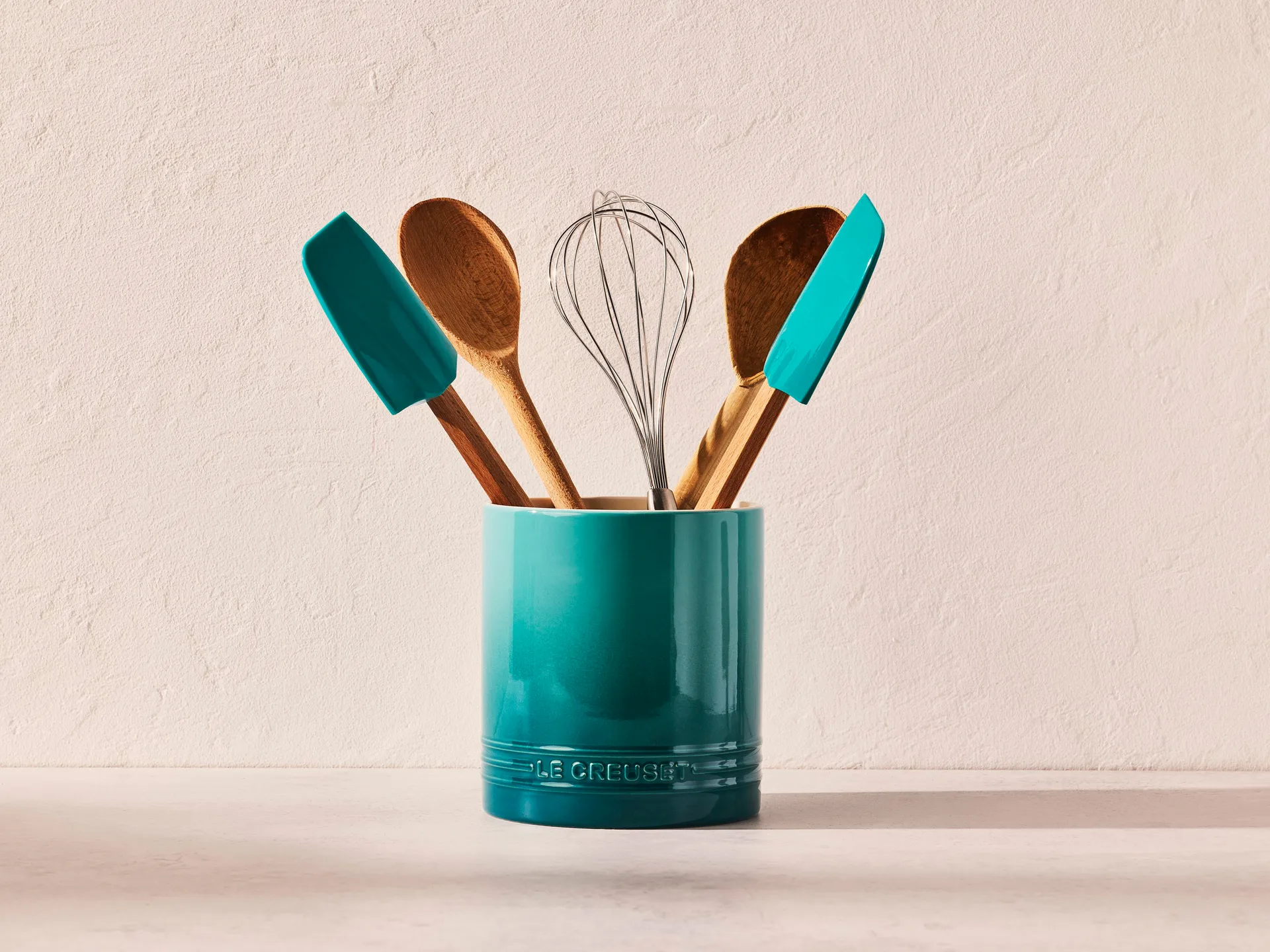 Signature stoneware cutlery and utensil jar 1.1 L, Bleu Riviera Le Creuset