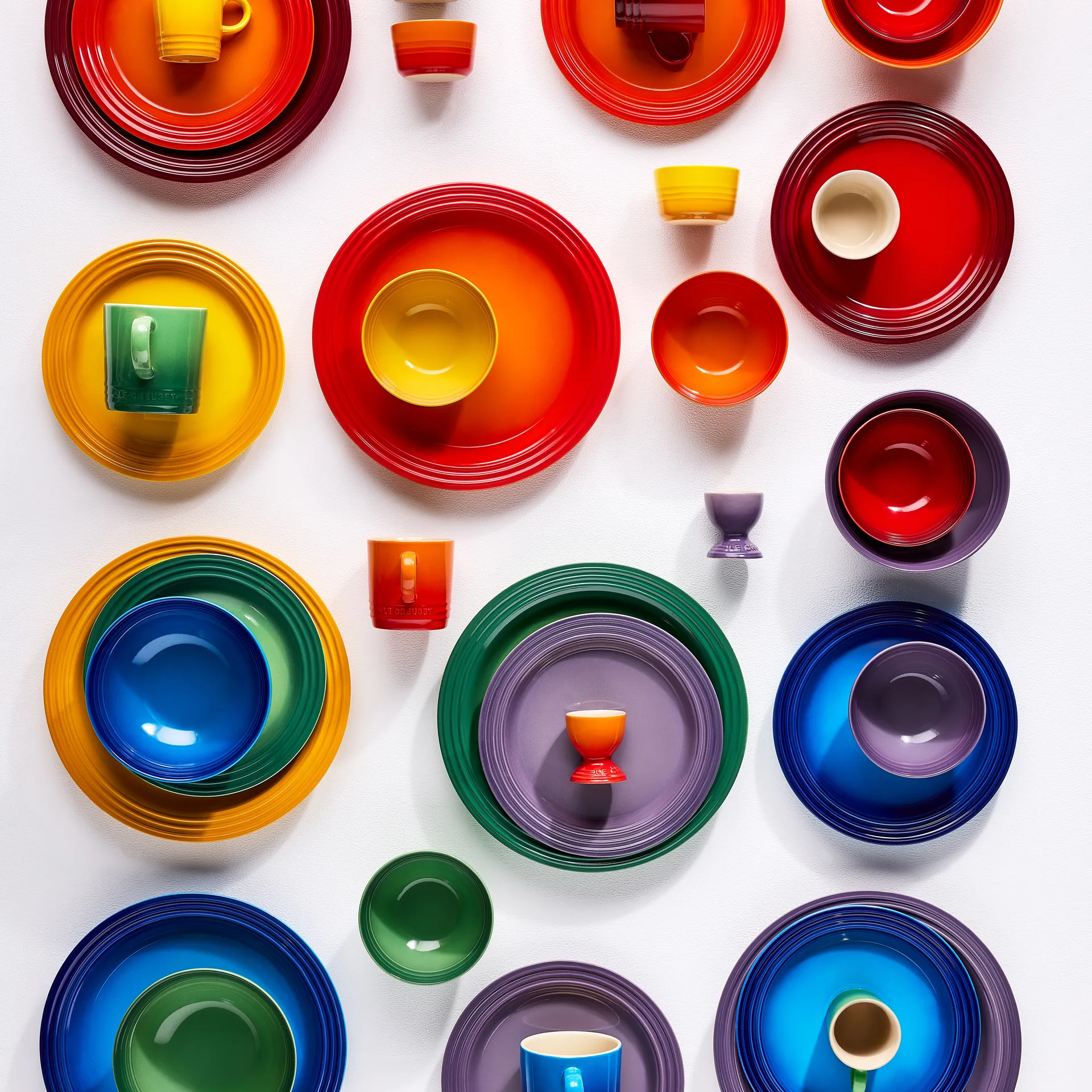 Signature stoneware egg cup 6-piece, Rainbow Le Creuset