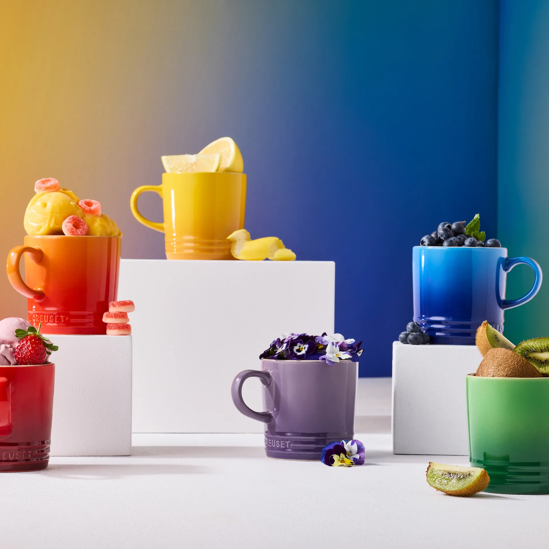 Signature stoneware mug 6-piece, Rainbow Le Creuset