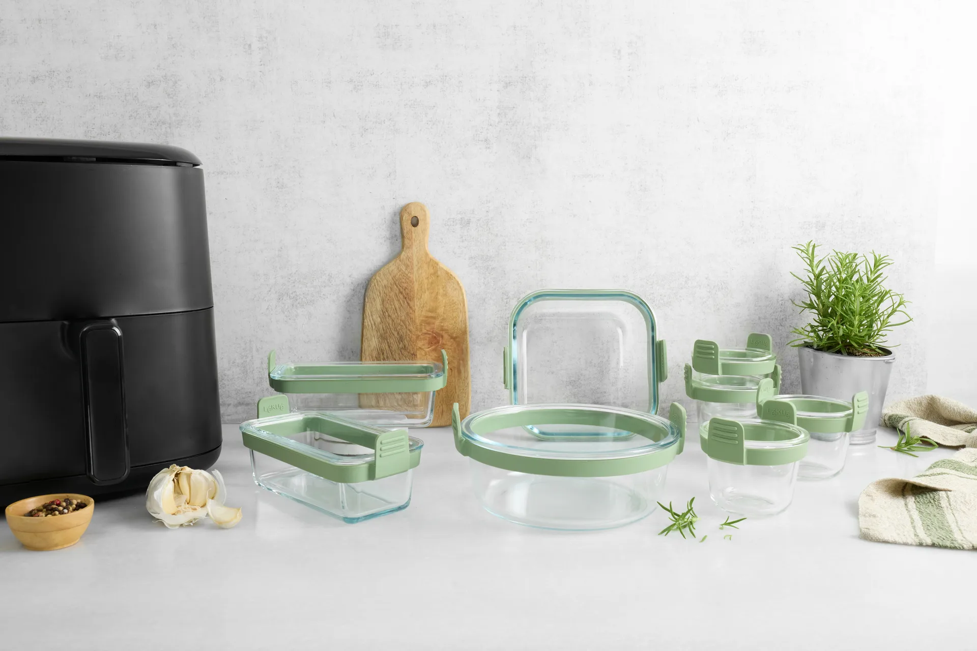 Lékué Air fryer square glass dish, Transparent Lékué