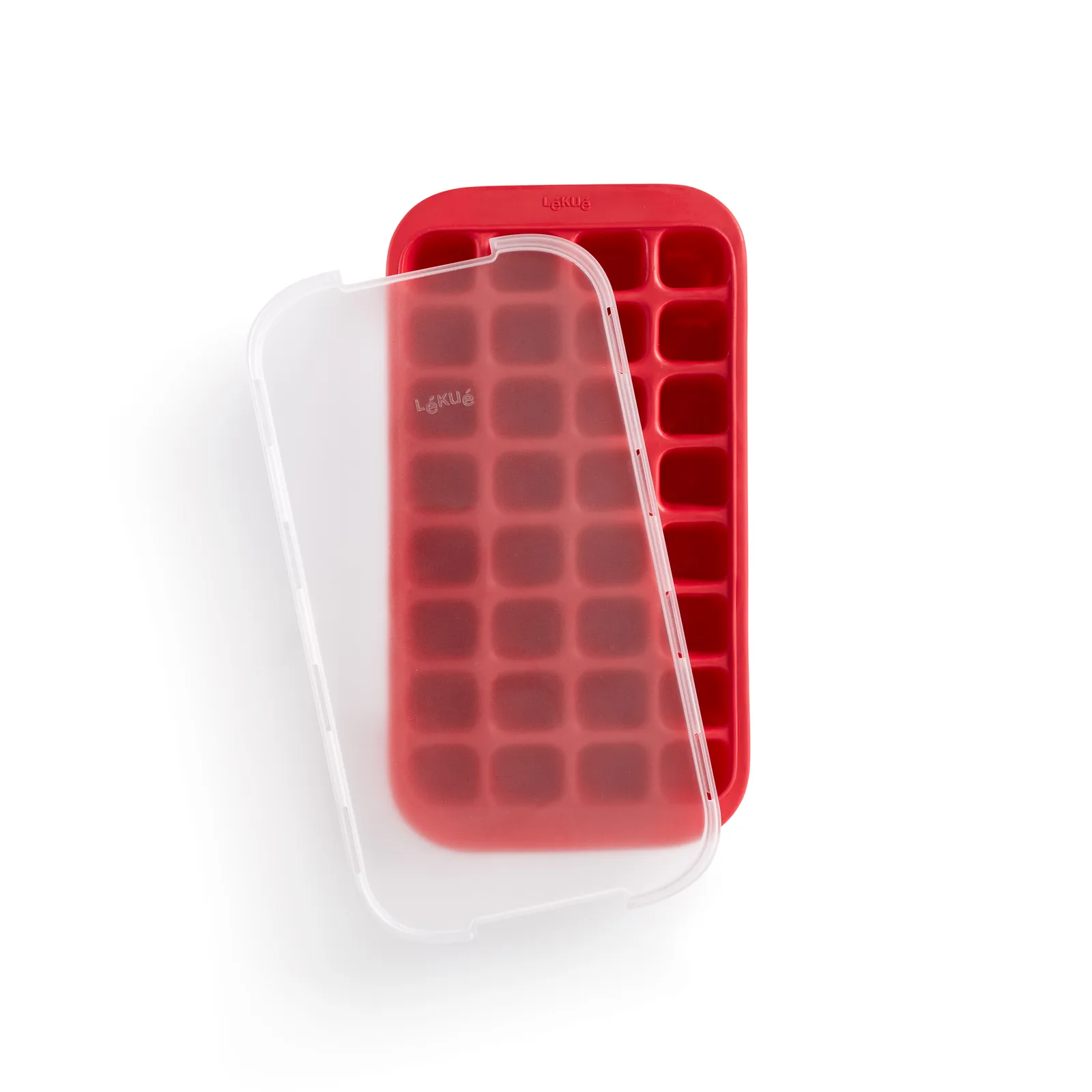 Lékué ice cube mold silicone with lid, Red Lékué