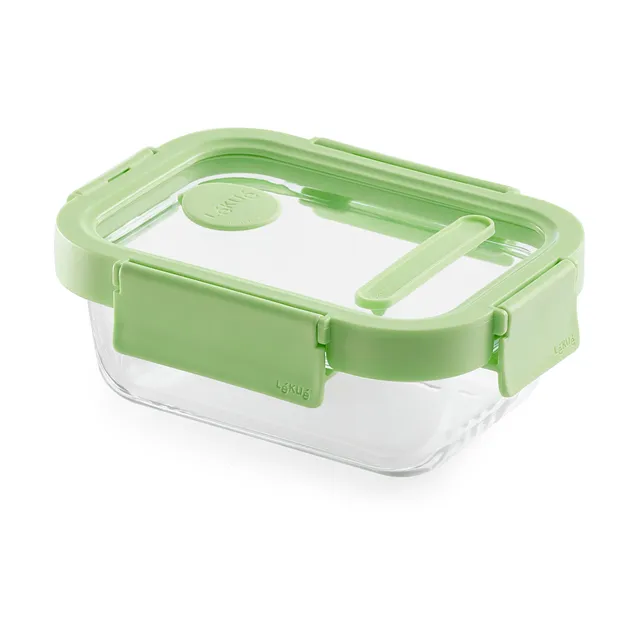 Lékué rectangular glass lunchbox 0.37 L, Green Lékué