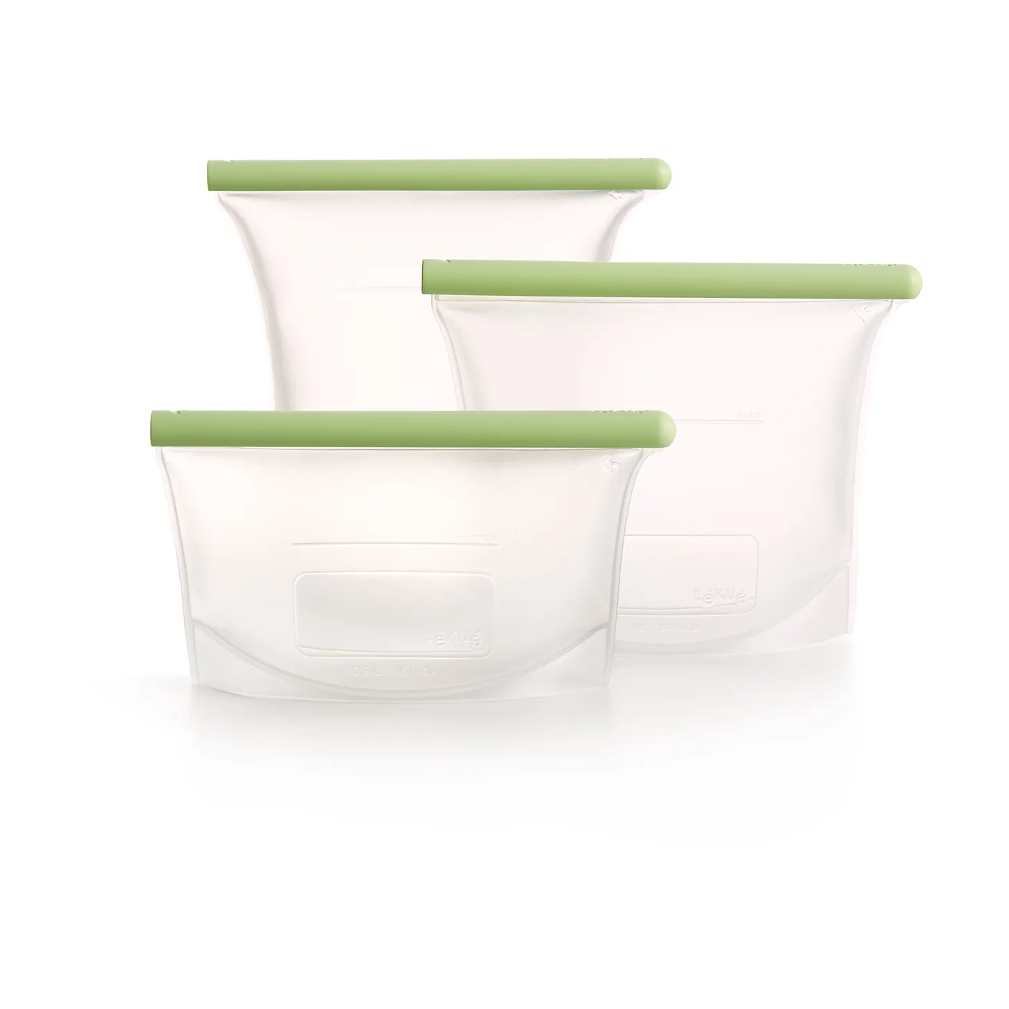Lékué reusable silicone bag 3 pieces, Green Lékué