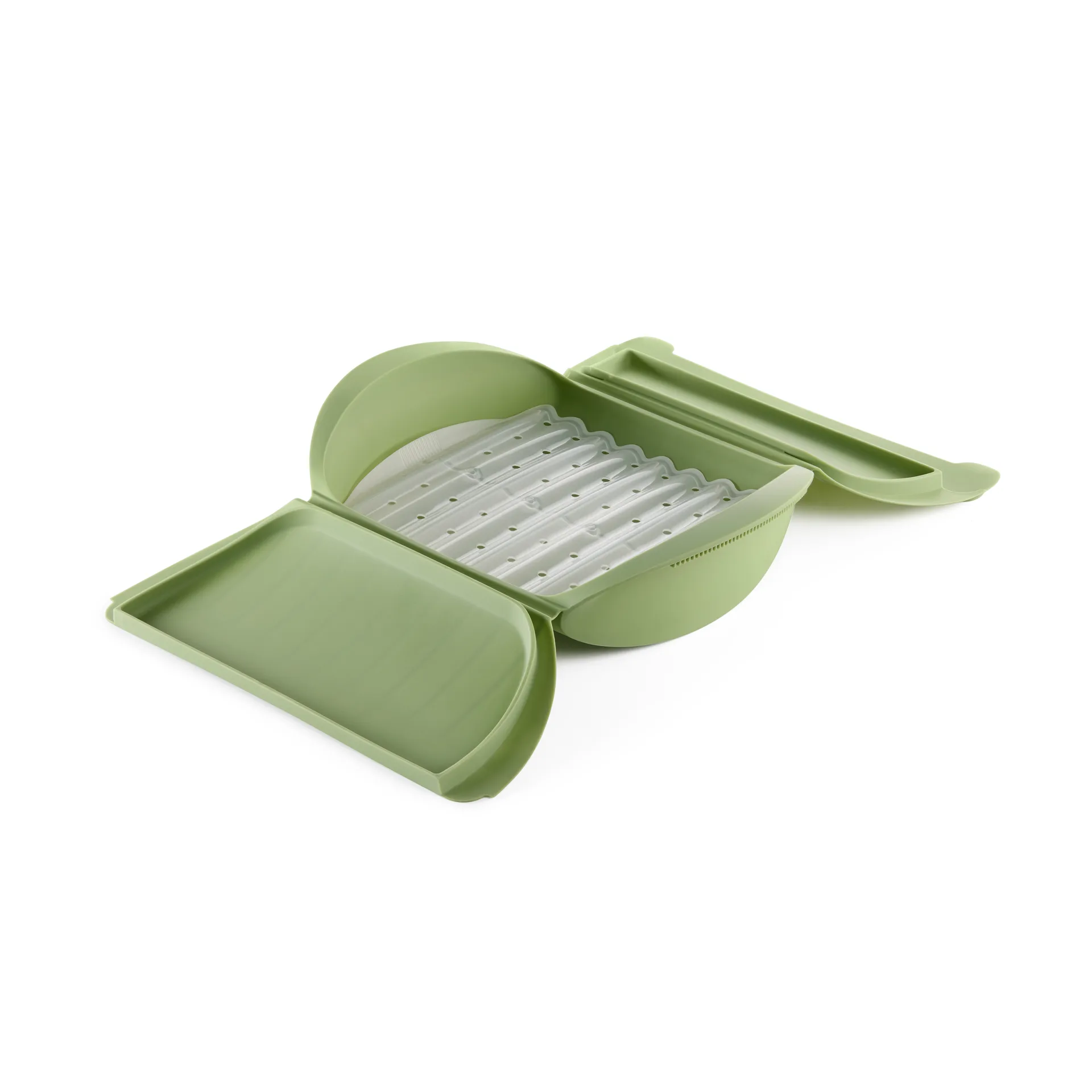 Lékué steamer, Green, with tray, 4-pack Lékué