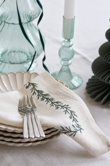 Abella fabric napkin - White-green, 45x45 cm - Lene Bjerre
