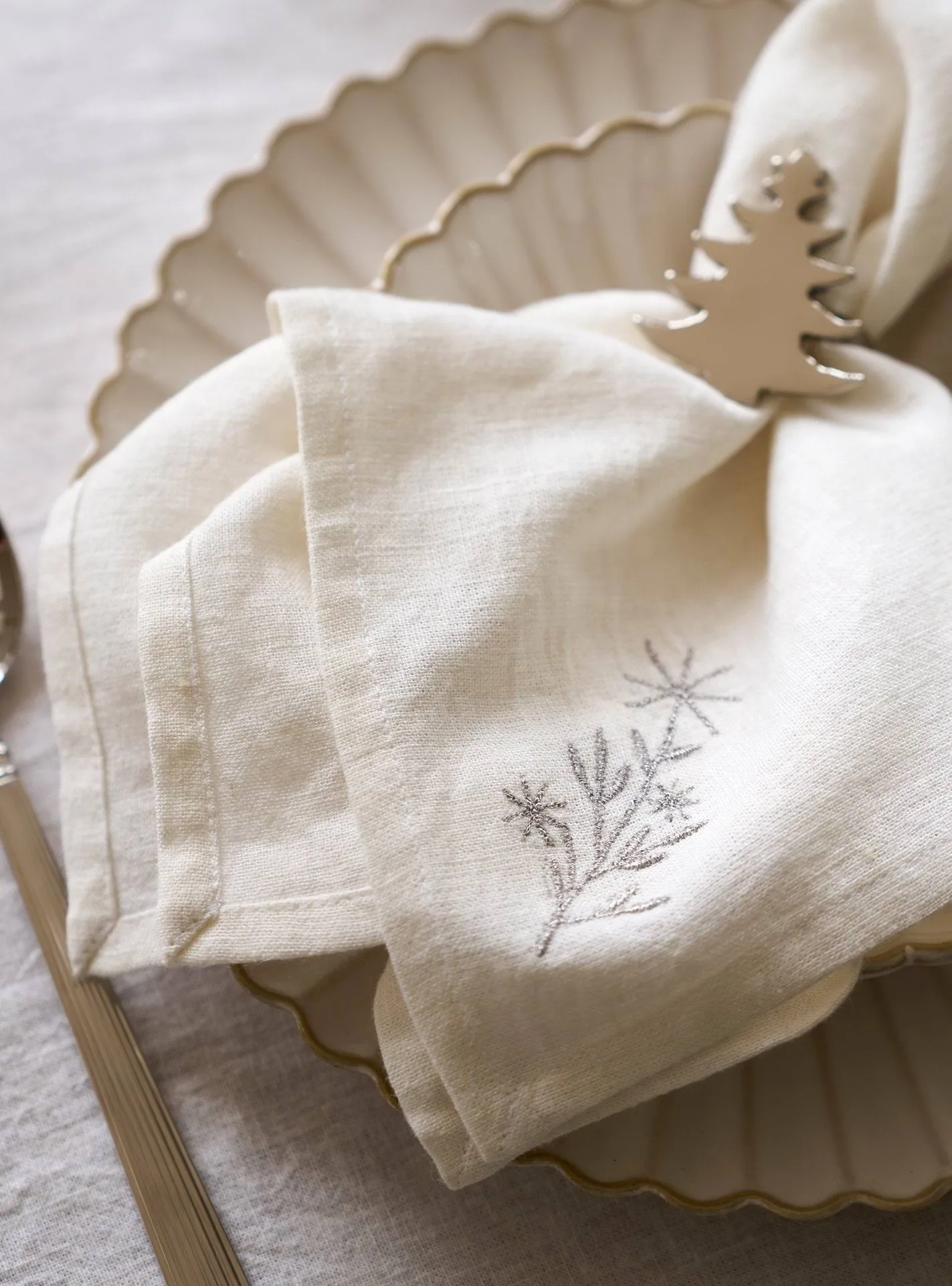 Starlia fabric napkin, White-silver, 45x45 cm Lene Bjerre