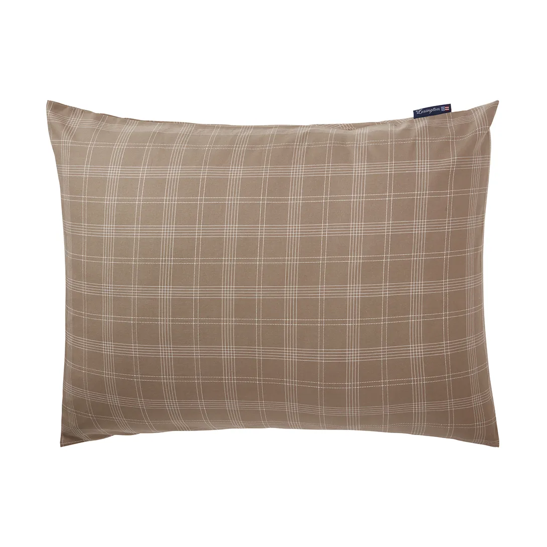 Checked Pinpoint Oxford cushion cover 50x60 cm, Brown Lexington
