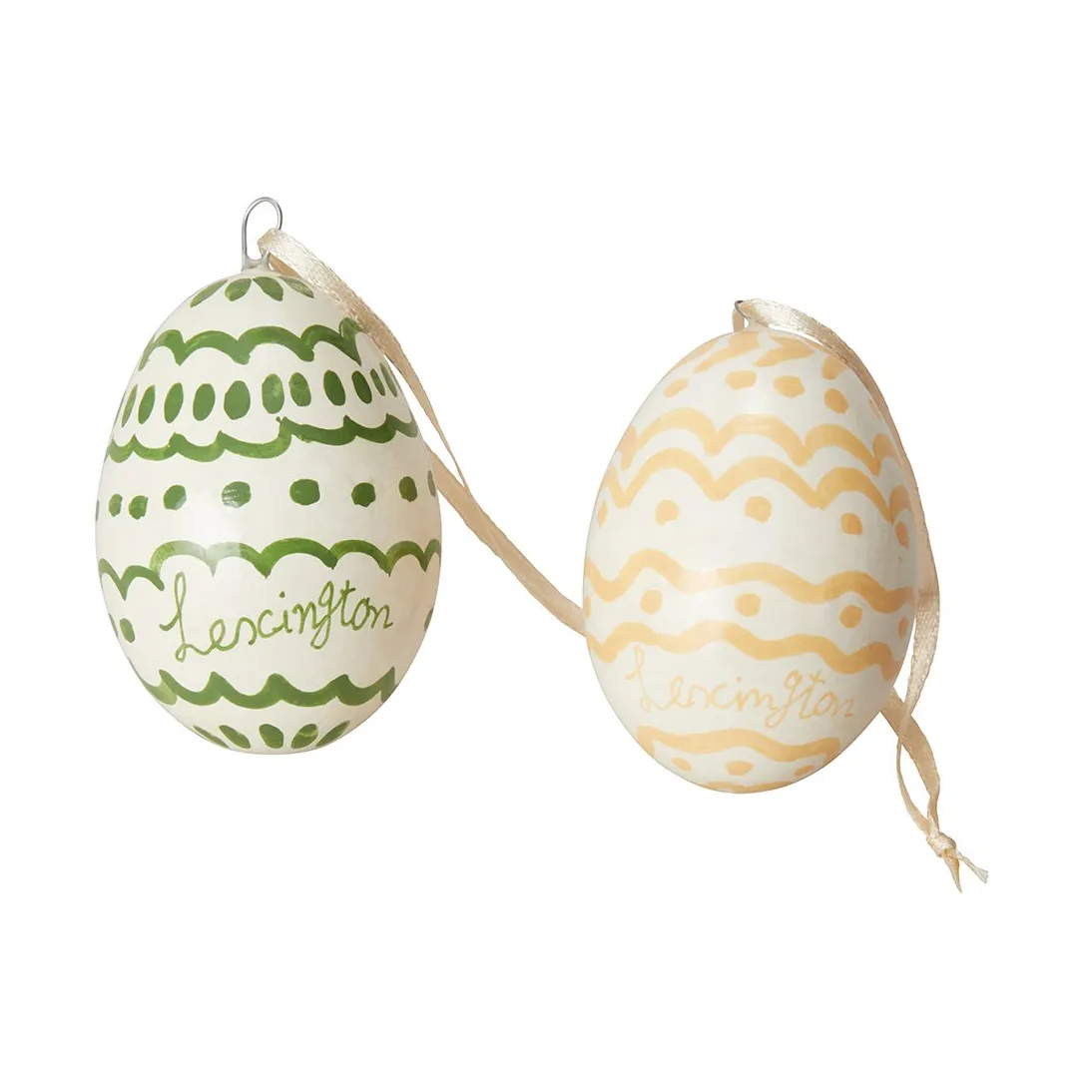 Easter Eggs in Papier Maché Easter ornaments 2-pack, Green-yellow Lexington