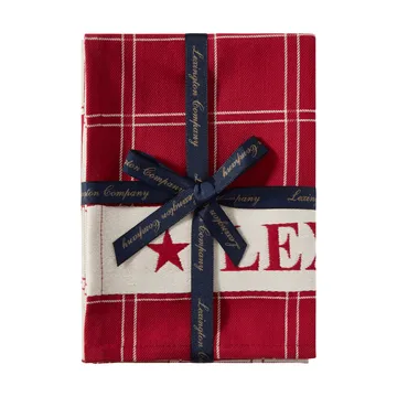 Jacquard-woven cotton kitchen towel - Red-white, 50x70 cm - Lexington