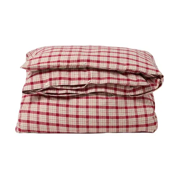 Red-beige Checked cotton flannel bedding set 2-piece - 50x60 cm, 150x210 cm - Lexington