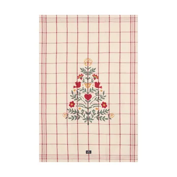 Tree linen/cotton tea towel - White-red-green, 50x70 cm - Lexington