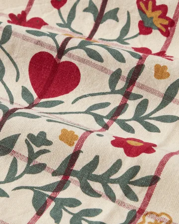 Tree linen/cotton tea towel - White-red-green, 50x70 cm - Lexington