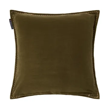 Wreath organic cotton velvet cushion cover 50x50 cm - Olive-brown-white - Lexington