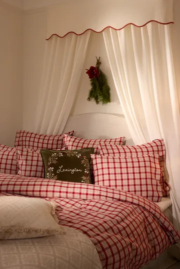 Wreath organic cotton velvet cushion cover 50x50 cm - Olive-brown-white - Lexington