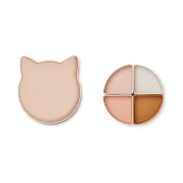 Arne children's plate + 4 bowls - Cat rose multi mix - Liewood
