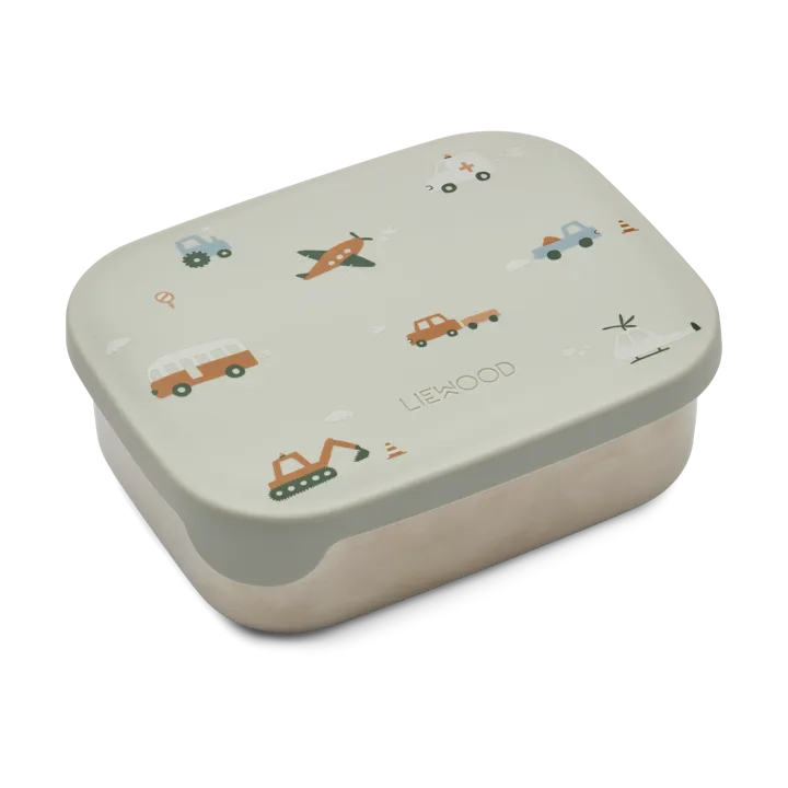 Arthur lunchbox 13.5x17 cm - Vehicles-dove blue mix - Liewood
