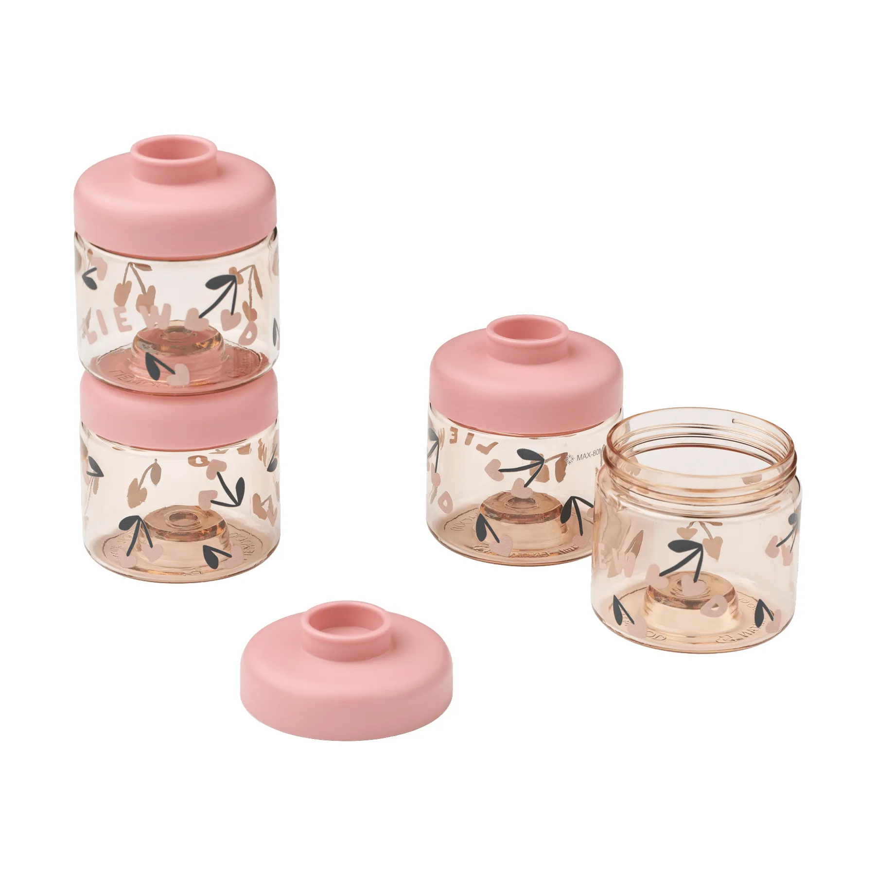 Dominique baby food jars 100 ml 4-pack, Cherry heart-Rosey Liewood