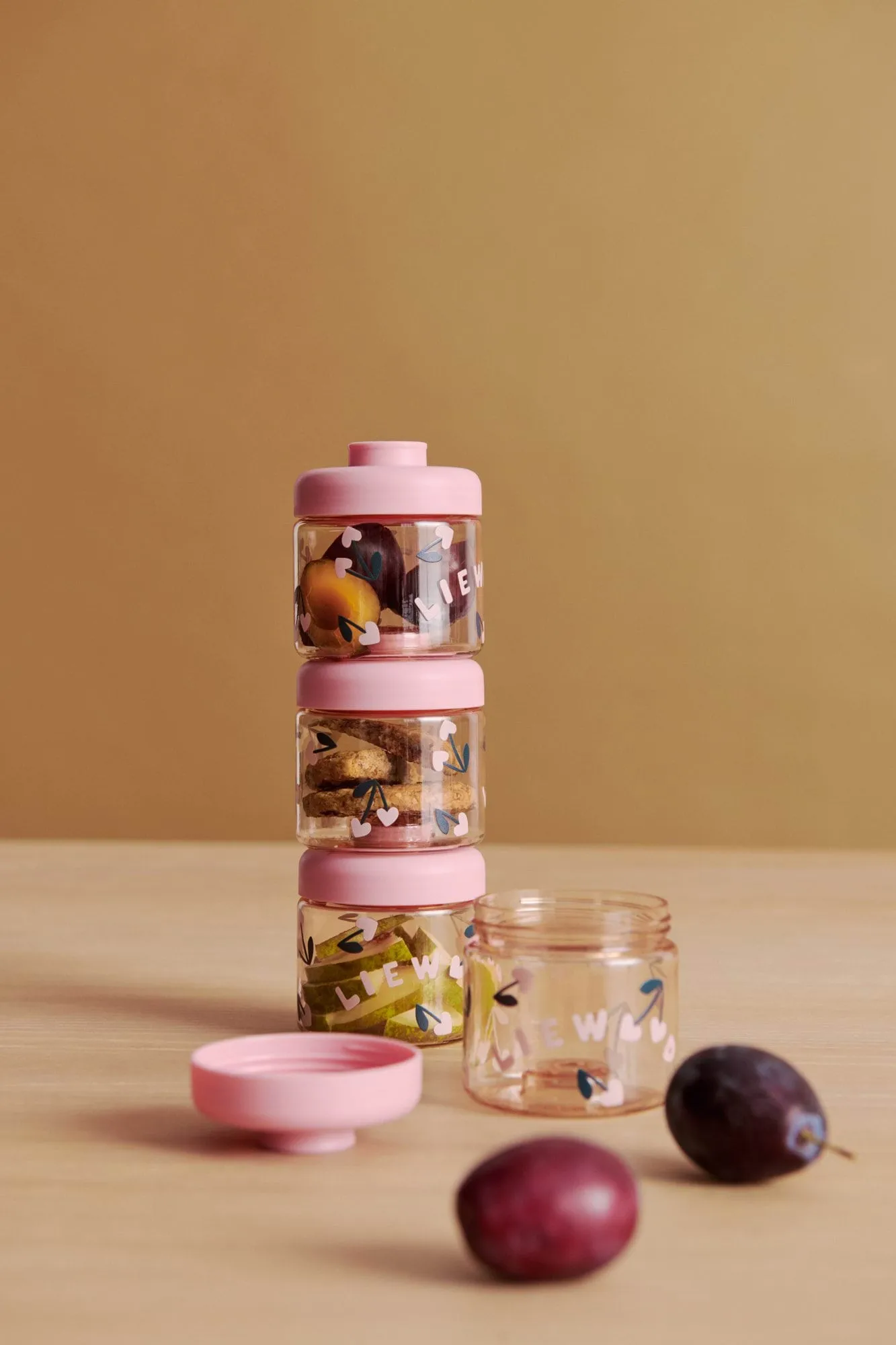 Dominique baby food jars 100 ml 4-pack, Cherry heart-Rosey Liewood