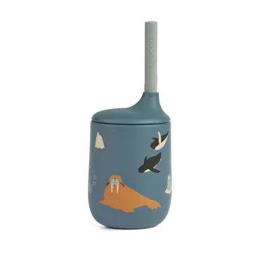 Ellis printed sippy cup with straw 23 cl - Arctic Sea-Ocean view - Liewood