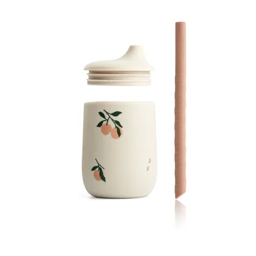 Ellis printed sippy cup with straw 23 cl - Peach-Sea shell mix - Liewood