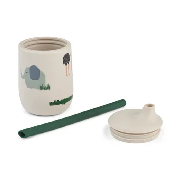 Ellis printed sippy cup with straw 23 cl - Safari sandy mix - Liewood
