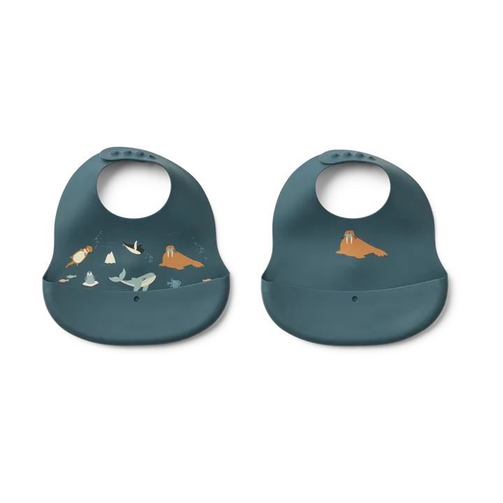 Ember printed bib 2 pieces - Arctic Sea-Ocean view - Liewood