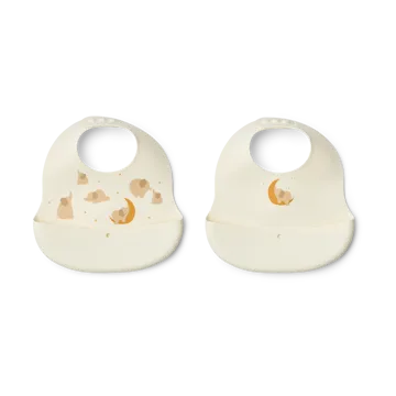 Ember printed bib 2 pieces - Elephant-Creme de la creme - Liewood