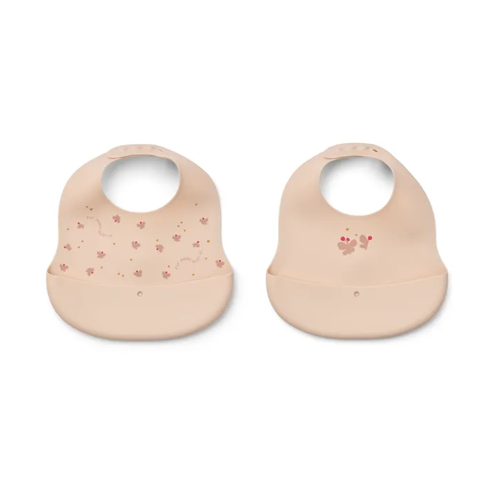 Ember printed bib 2 pieces - Mini Butterfly-apple blossom - Liewood