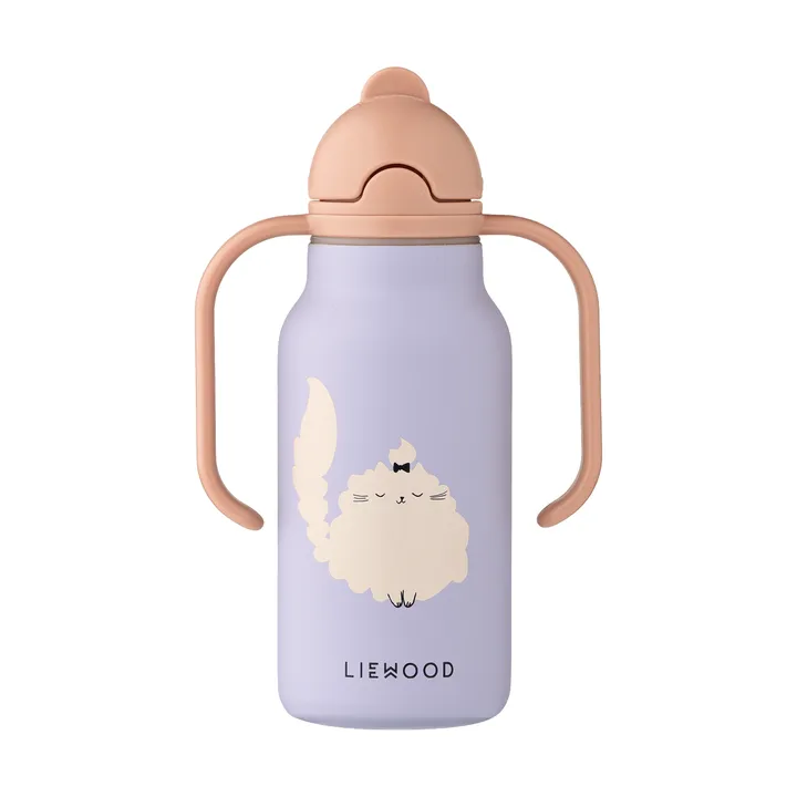 Kimmie water bottle 25 cl - Cat-Warm lilac - Liewood