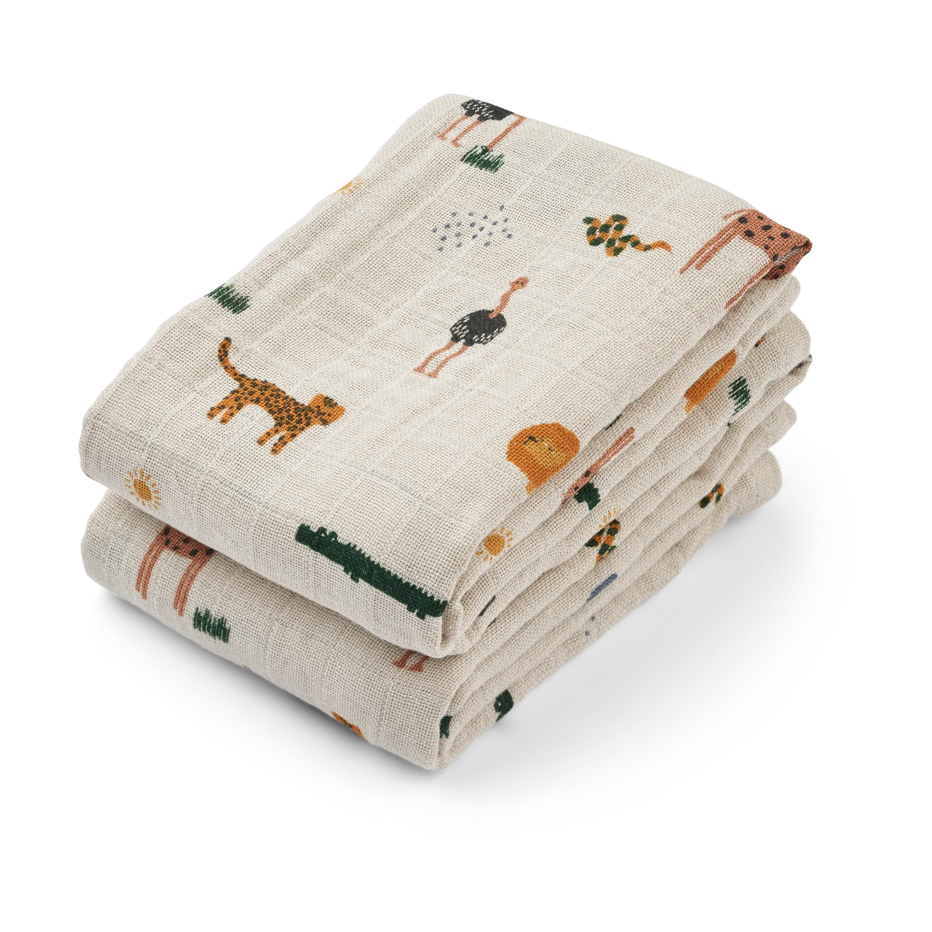 Lewis muslin blanket 2-pack 65x65 cm, Safari sandy mix Liewood