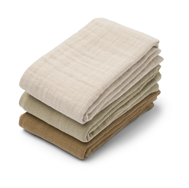 Lewis muslin blanket 3 pieces 65x65 cm - Sandy mix - Liewood